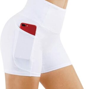 THE GYM PEOPLE Women's High Waist Workout Shorts Breathable Dolphin Split Elastic Lounge Yoga Shorts