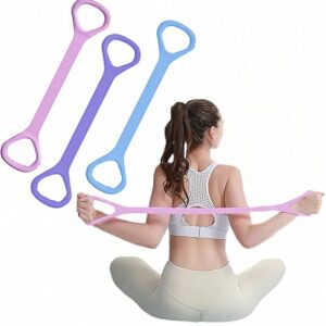 Figure 8 Fitness Resistance Band, Elastic Bands for Working Out,Arm|Back|Chest Training Exercise Bands, Exercise Equipment for Yoga, Pilates,Physical Therapy（3 Pack）