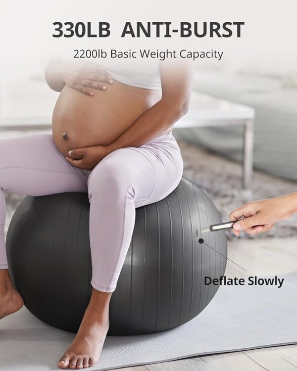 Trideer Extra Thick Yoga Ball Exercise Ball, 5 Sizes Gym Ball, Heavy Duty Ball Chair for Balance, Stability, Pregnancy, Quick Pump Included - Image 5