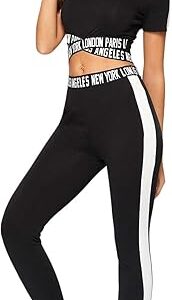 SweatyRocks Women's 2 Pieces Outfits Cropped T Shirt and Long Pants Tracksuits Set Sportwear