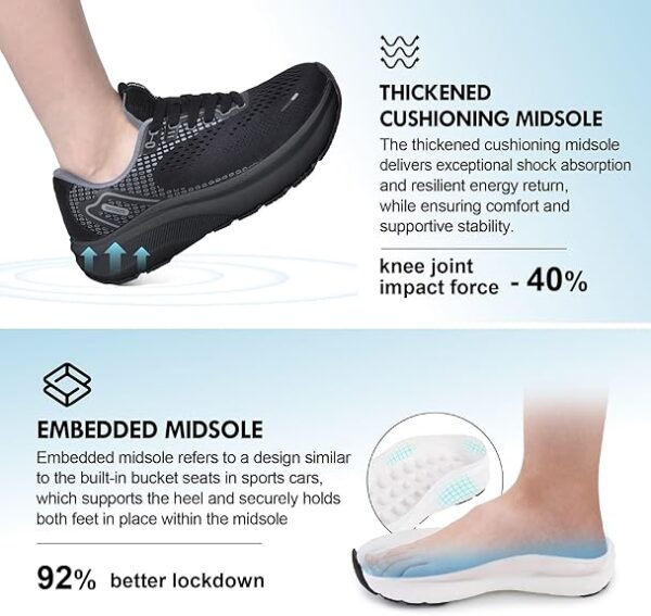 JACKSHIBO Wide Toe Box Shoes Women Arch Support Wide Sneakers for Running Walking Athletic Tennis Orthopedic Plantar Fasciitis Workout Flux Footwear with Thick Cushion Zero Drop Sole Width Shoes - Image 6