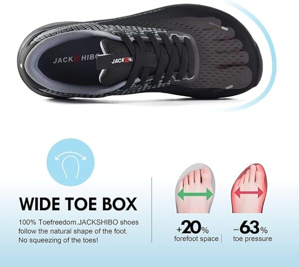 JACKSHIBO Wide Toe Box Shoes Women Arch Support Wide Sneakers for Running Walking Athletic Tennis Orthopedic Plantar Fasciitis Workout Flux Footwear with Thick Cushion Zero Drop Sole Width Shoes - Image 2