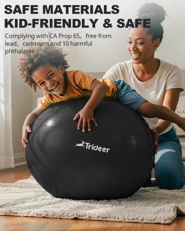 Trideer Extra Thick Yoga Ball Exercise Ball, 5 Sizes Gym Ball, Heavy Duty Ball Chair for Balance, Stability, Pregnancy, Quick Pump Included - Image 6