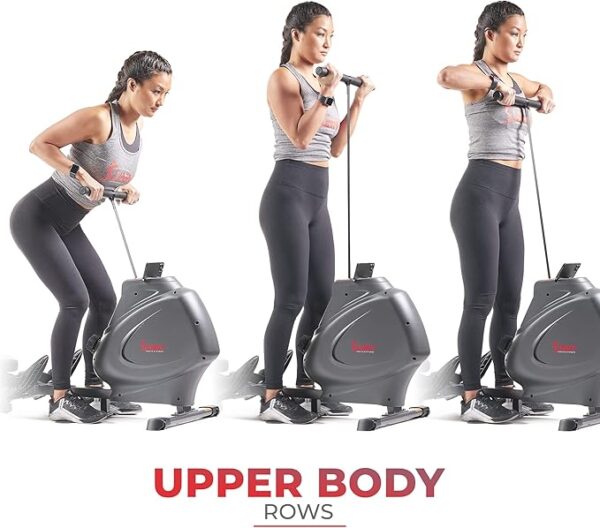 Sunny Health & Fitness Multi-Function Premium Magnetic Rowing Machine, Bicep Curls, Upward Rows, Seated Rows, Foldable Slide Rails, Digital Monitor and Optional Bluetooth with Free SunnyFit App - Image 5