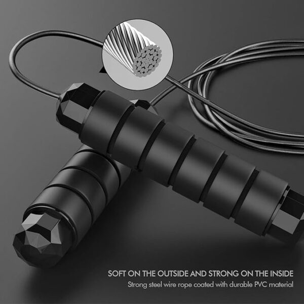 Jump Rope, Tangle-Free Rapid Speed Jumping Rope Cable with Ball Bearings for Women, Men, and Kids, Adjustable Steel Jump Rope Workout with Foam Handles for Fitness, Home Exercise & Slim Body - Image 3