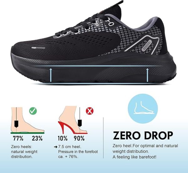 JACKSHIBO Wide Toe Box Shoes Women Arch Support Wide Sneakers for Running Walking Athletic Tennis Orthopedic Plantar Fasciitis Workout Flux Footwear with Thick Cushion Zero Drop Sole Width Shoes - Image 3