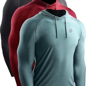 NELEUS Men's Dry Fit Athletic Shirt Workout Running Long Sleeve Shirts with Hoods